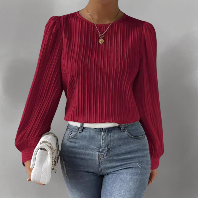 Carly – Pleated Long Sleeve Blouse