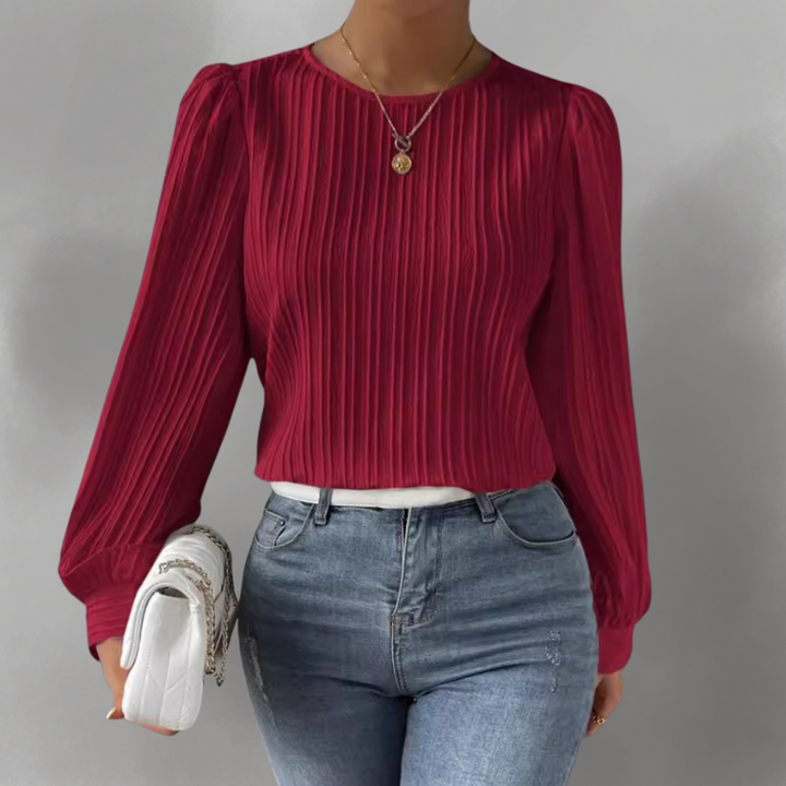 Carly – Pleated Long Sleeve Blouse