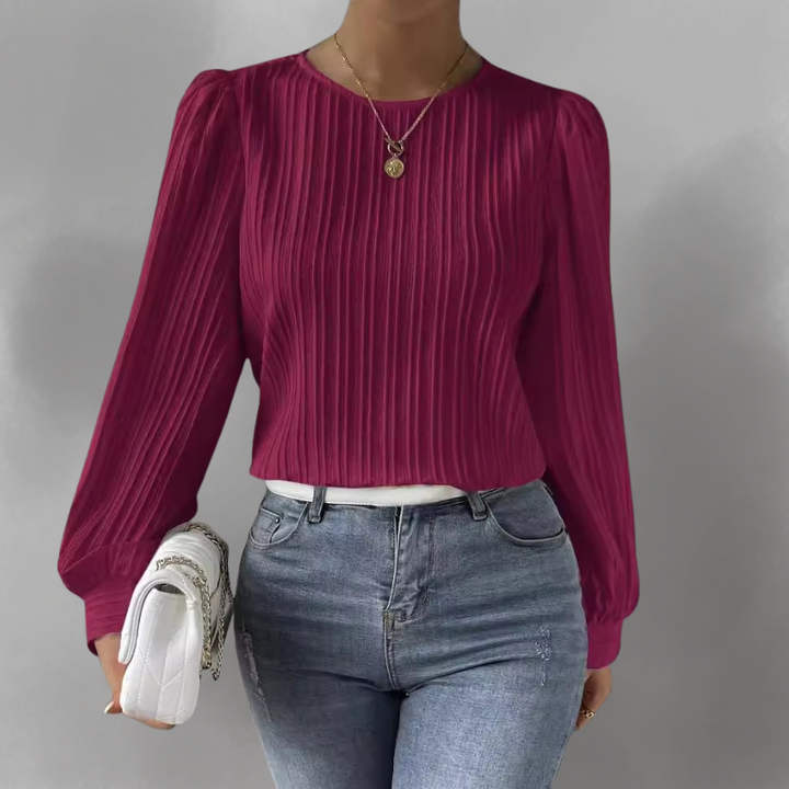 Carly – Pleated Long Sleeve Blouse