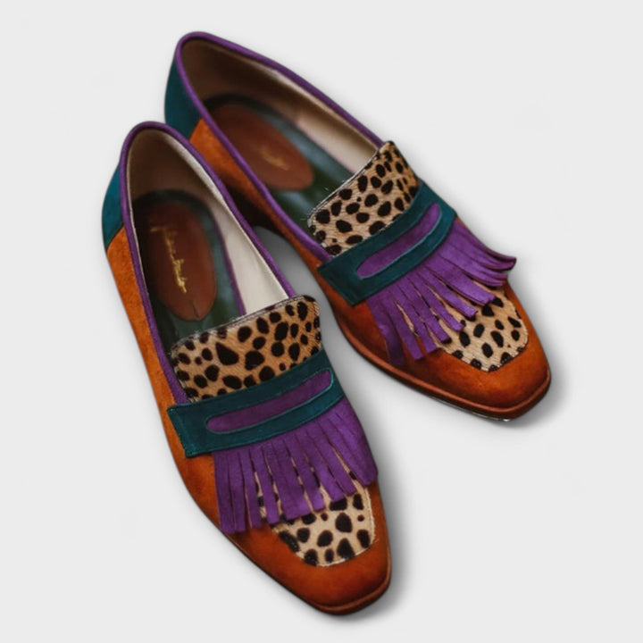 Iora - Brown Moccasin with Leopard Print