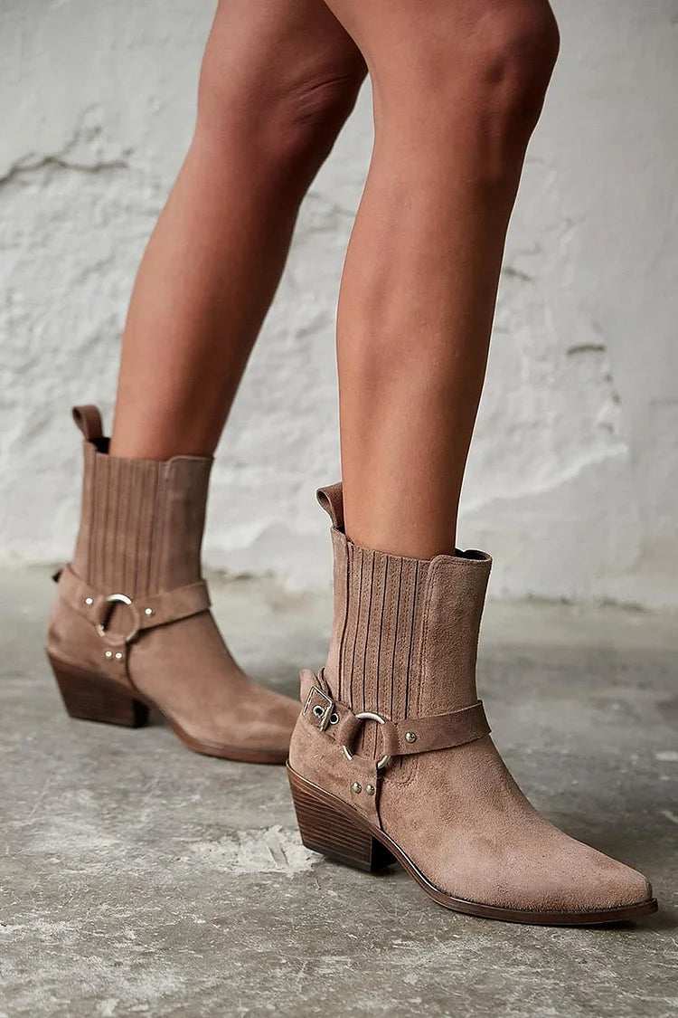 Anaïs - Western Suede Ankle Boots