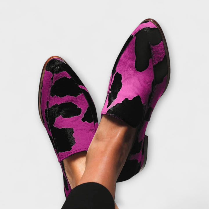 Chloe - Cow Print Loafers