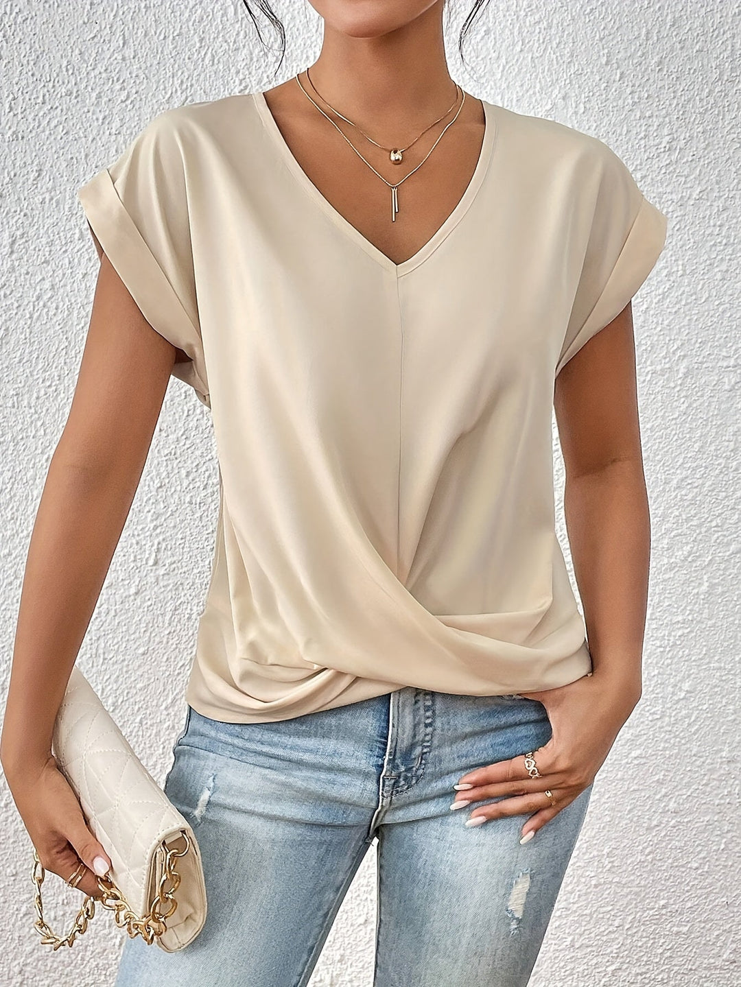 Maia – V-Neck Top with Twist Detail