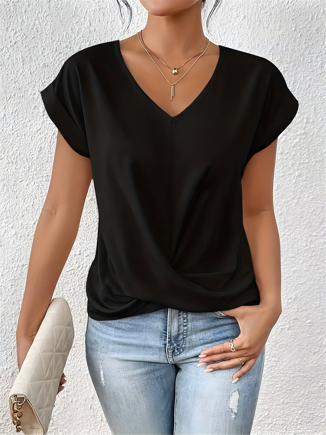 Maia – V-Neck Top with Twist Detail