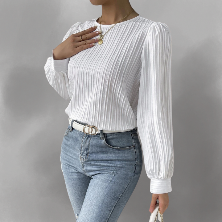 Carly – Pleated Long Sleeve Blouse