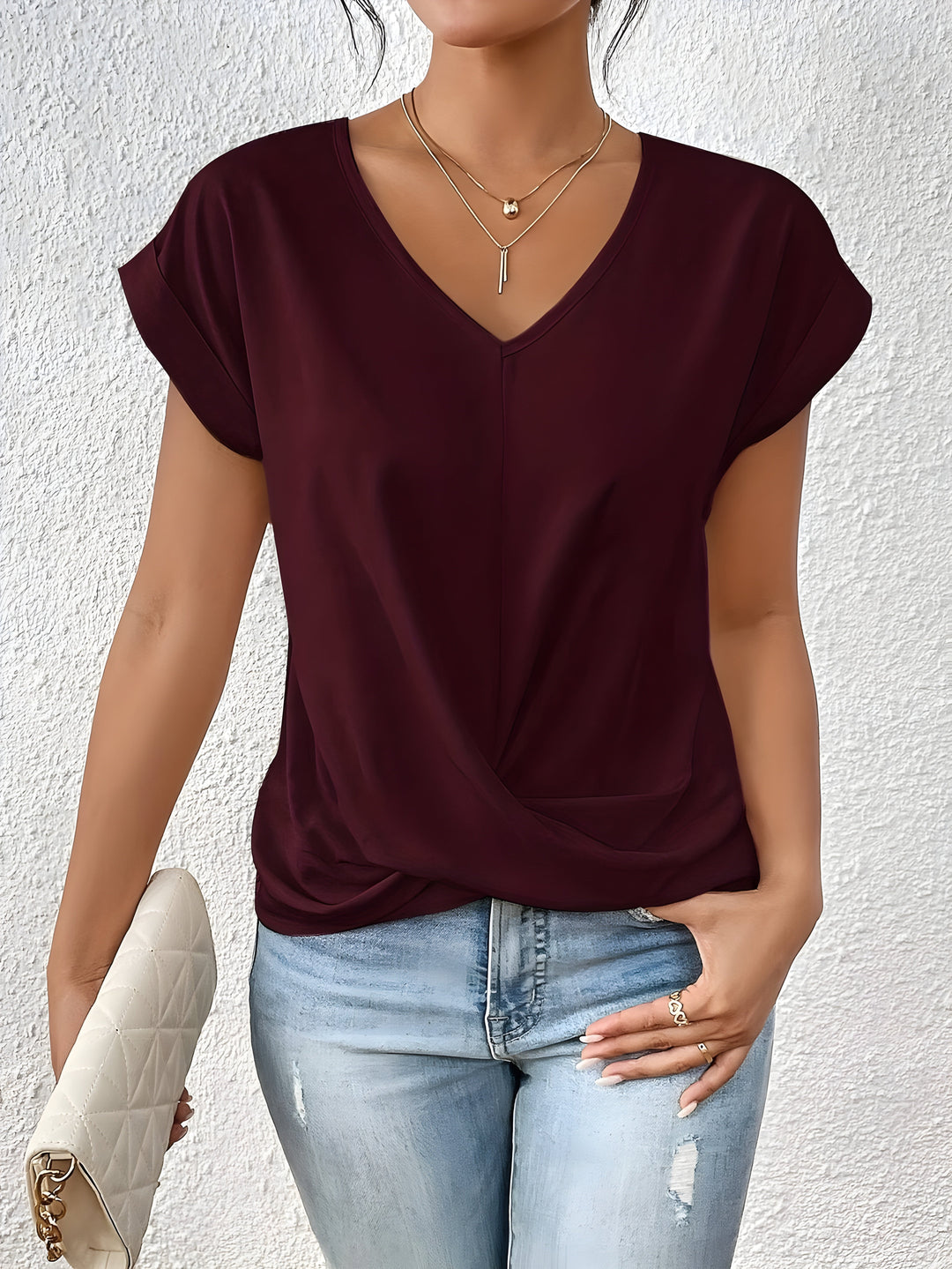 Maia – V-Neck Top with Twist Detail