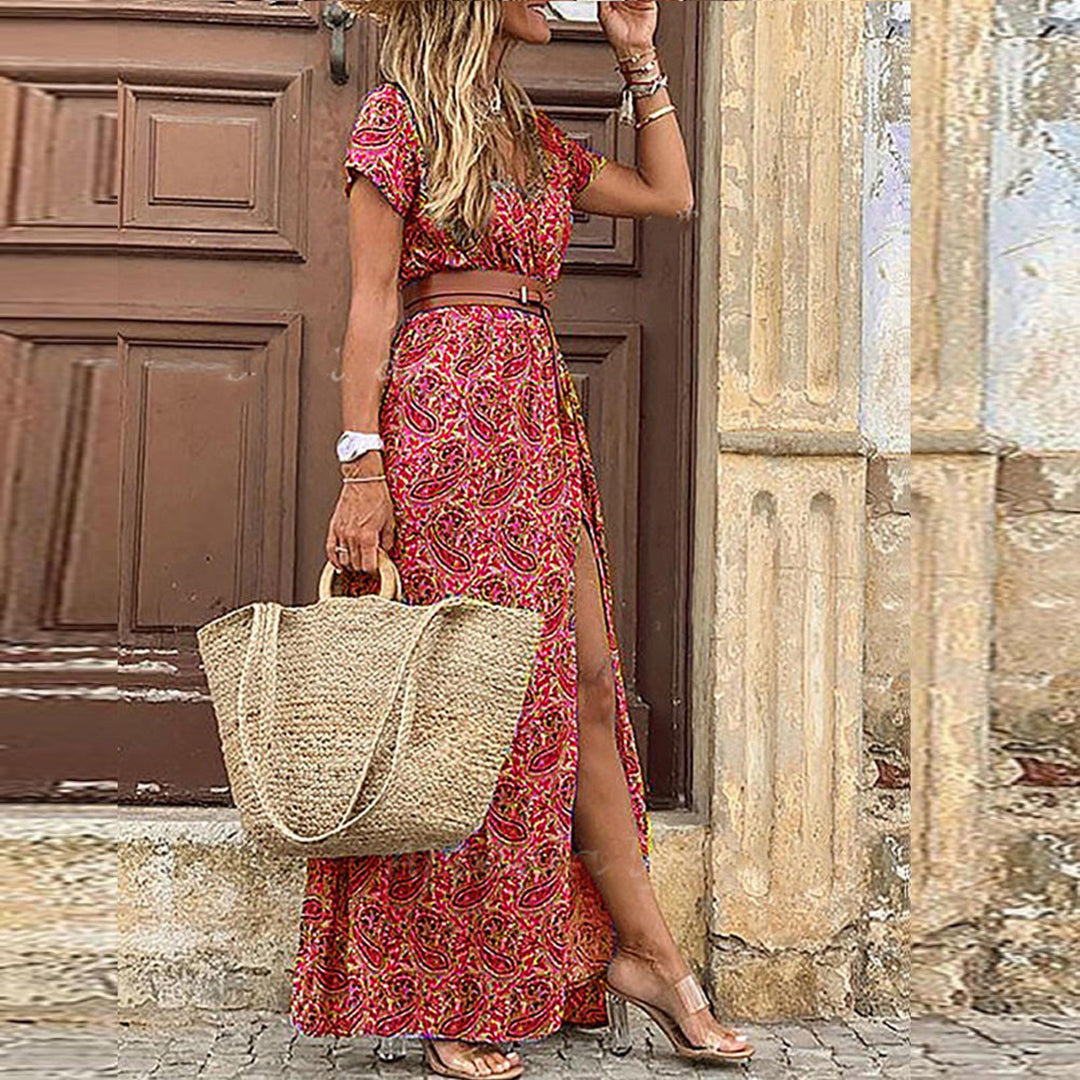 Liora - Maxi Ibiza Dress in Hippie Style + FREE Belt