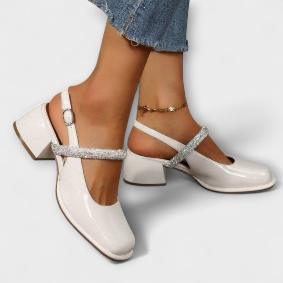 Celandra - Mary Janes with Glitter Straps and Block Heel