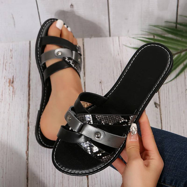 Aurora Leopard Cross Strap Sandals