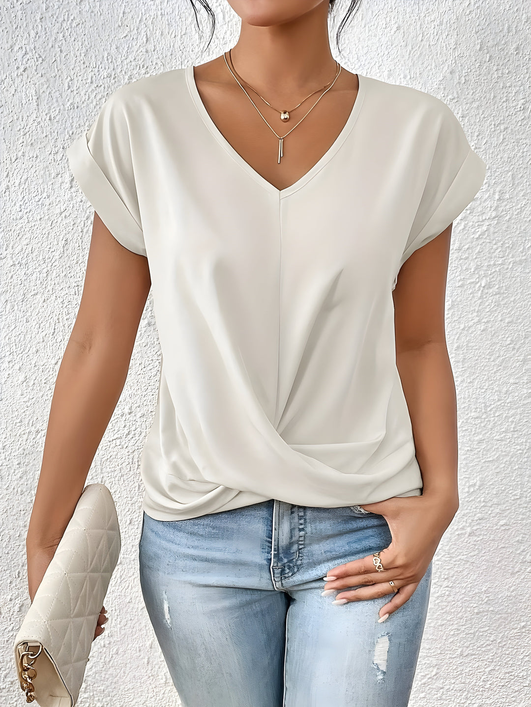 Maia – V-Neck Top with Twist Detail