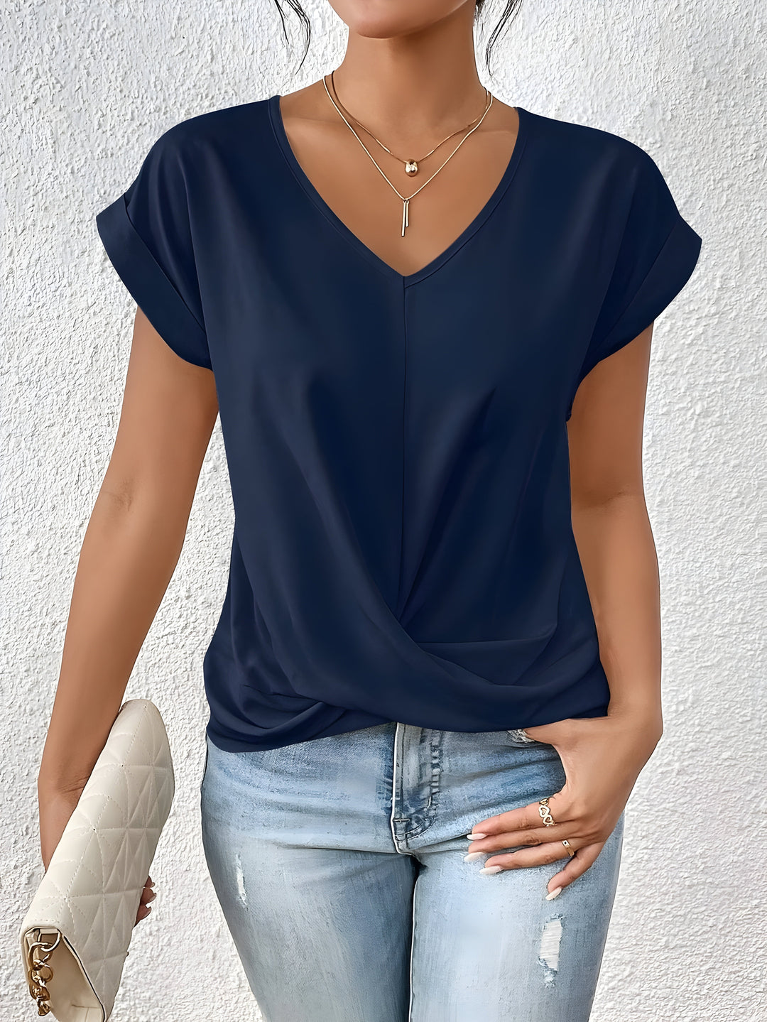 Maia – V-Neck Top with Twist Detail