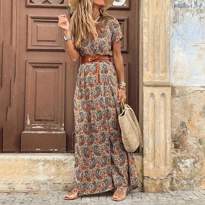 Liora - Maxi Ibiza Dress in Hippie Style + FREE Belt